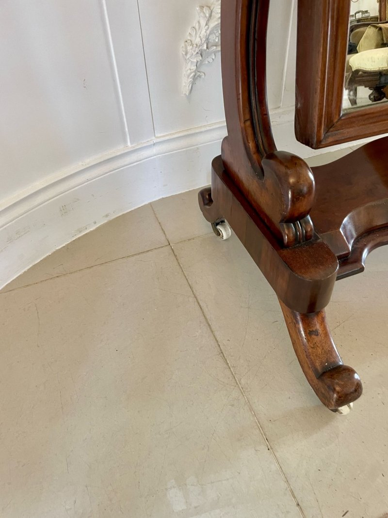 Antique Victorian Quality Mahogany Cheval Mirror - Image 10